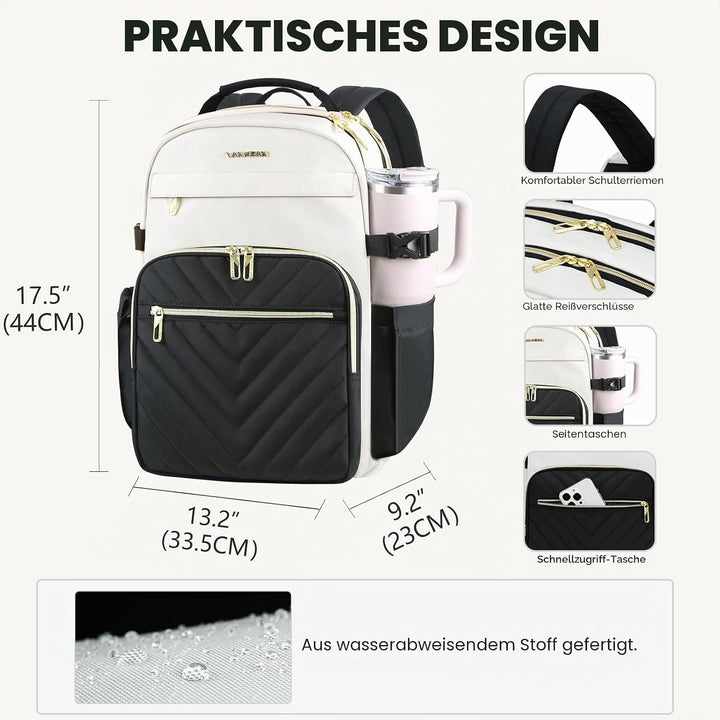 VANKEAN Laptop-Rucksack für Damen und Herren, 17,3 Zoll (43,9 cm), Modischer Rucksack, Wasserdichter