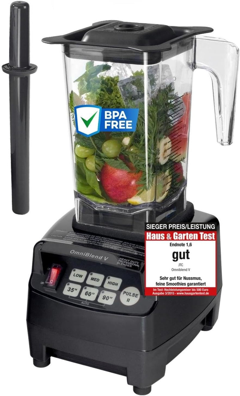 OmniBlend Smoothie Maker 1,5L in schwarz I Smoothie Mixer inkl. BPA-freiem Behälter & 6-Klingen-Syst