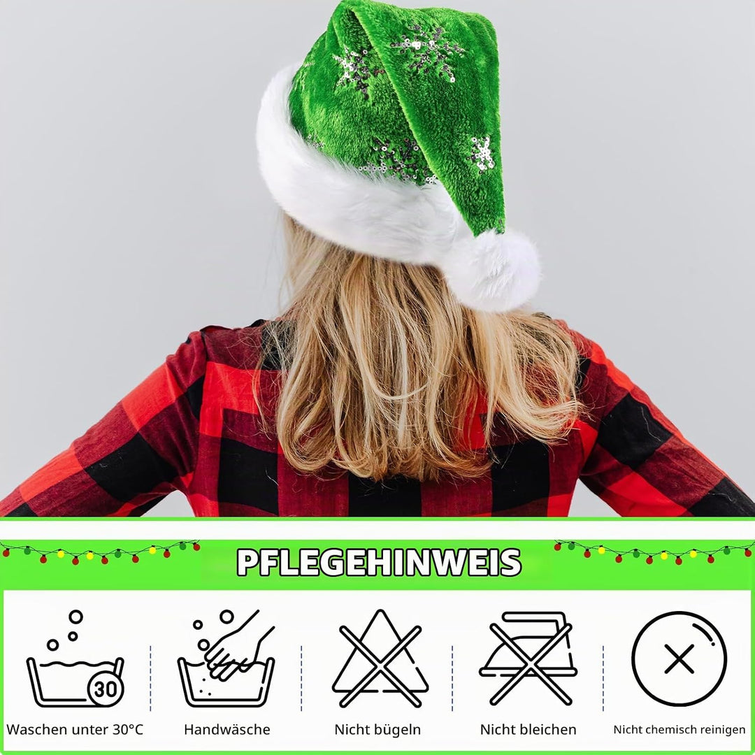 Weihnachtsmütze für Erwachsene, Deluxe Velours Nikolausmütze mit Soft Liner, Plüschkrempe Weihnachts