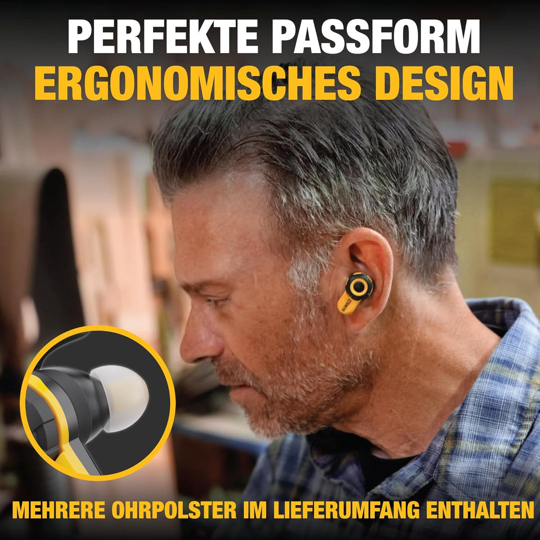 DEWALT Jobsite Pro X2 True Wireless Earbuds – Bluetooth 5.3 Kopfhörer mit Active Noise Cancelling, I