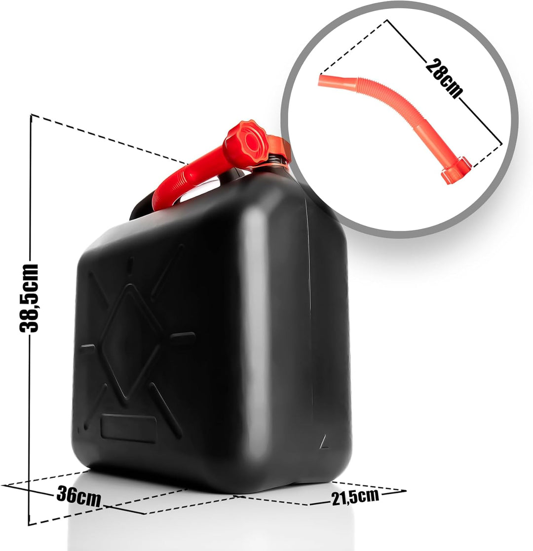 BigDean 2x Benzinkanister 20L mit flexiblem Ausgiesser - Kraftstoffkanister für Benzin & Diesel - ha