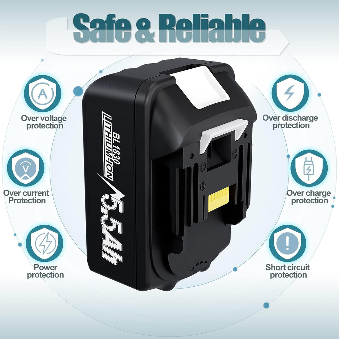 2 Stück 18V 5.5Ah/5500mAh Ersatzakku für Akku Li-ion BL1850 BL1850B BL1830 BL1860B BL1845 BL1835 BL1