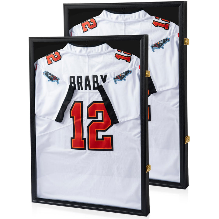 LASIK Trikotrahmen 60 x 80 CM, Objektrahmen für Fussballtrikot, 2 Sets | 3D Schwarzer Bilderrahmen f