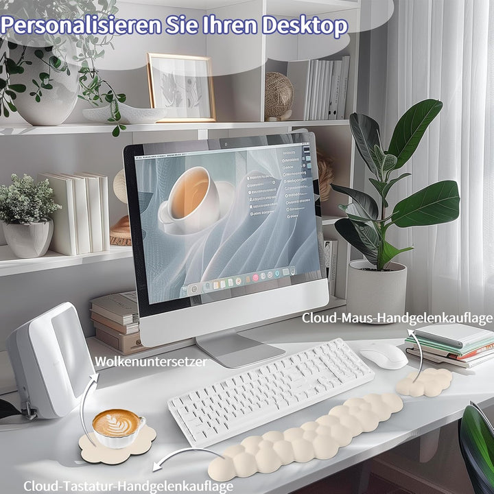 Handballenauflage Tastatur Wolke, Ergonomische Handauflage Mit PU Leder Memory Schaum, Cloud Wrist R