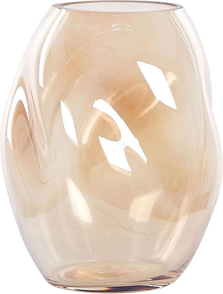 Deko Blumenvase Glas orange 20 cm bauchig geschwungen breite Öffnung Gerakini