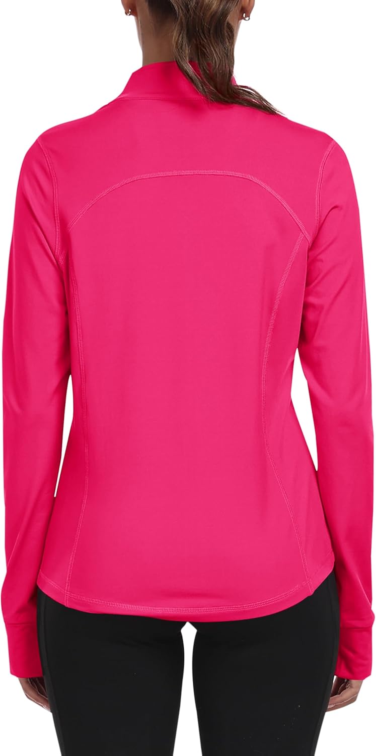 MoFiz Sportjacke Damen Leicht Trainingsjacke Mikrofleece Sweatjacke Wandershirt mit Reissverschluss
