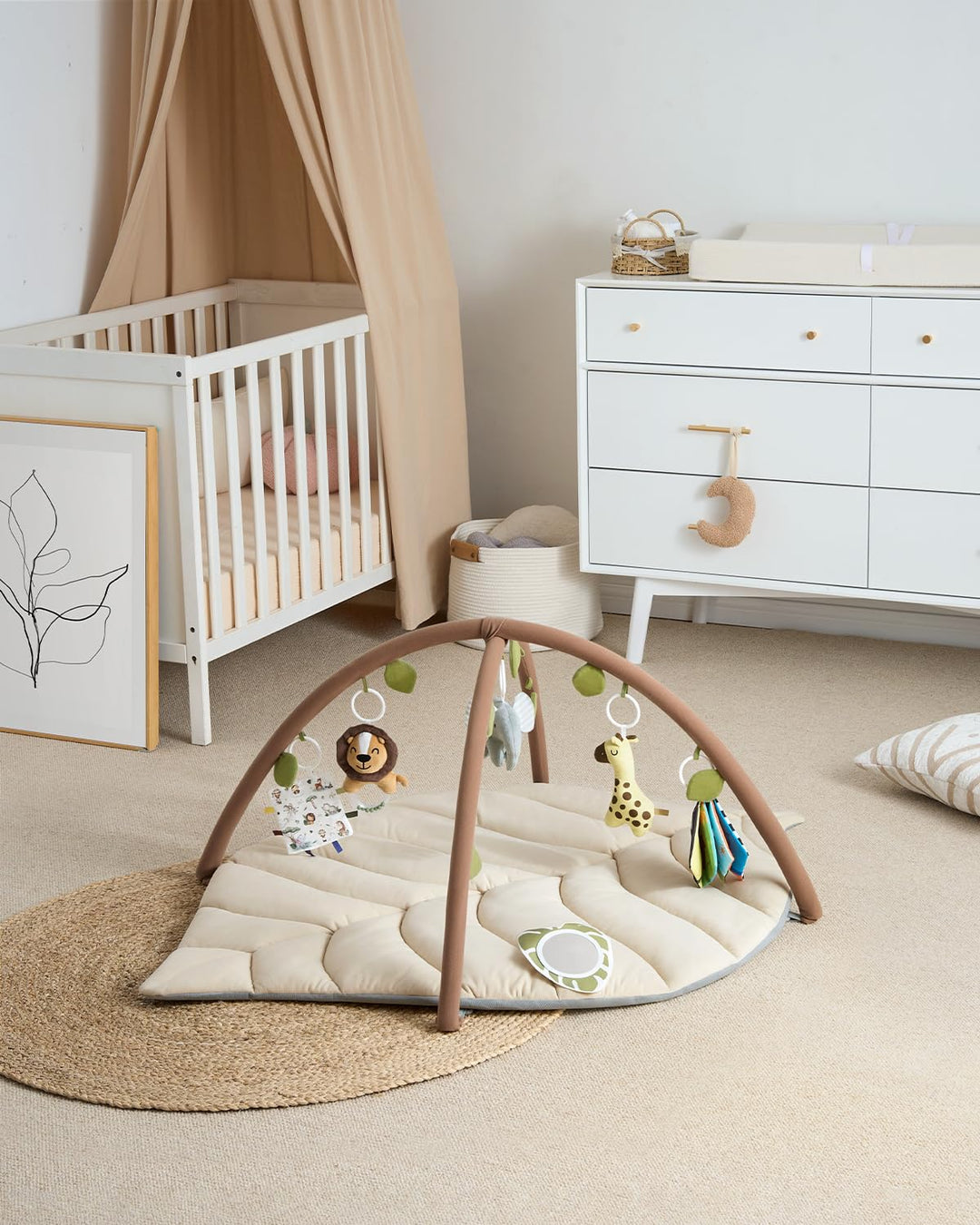 Blissful Diary Spielbogen Baby, Übergrosses Blattförmiges Spieldecke Baby Gym Activity Decke mit 6 A