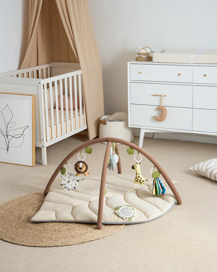 Blissful Diary Spielbogen Baby, Übergrosses Blattförmiges Spieldecke Baby Gym Activity Decke mit 6 A