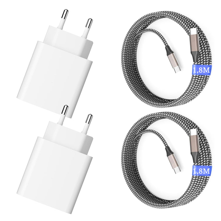 USB C Ladegerät 25W, USB C Ladekabel, 2er Pack Schnellladegerät mit 1,8M Ladekabel, Super Fast Charg