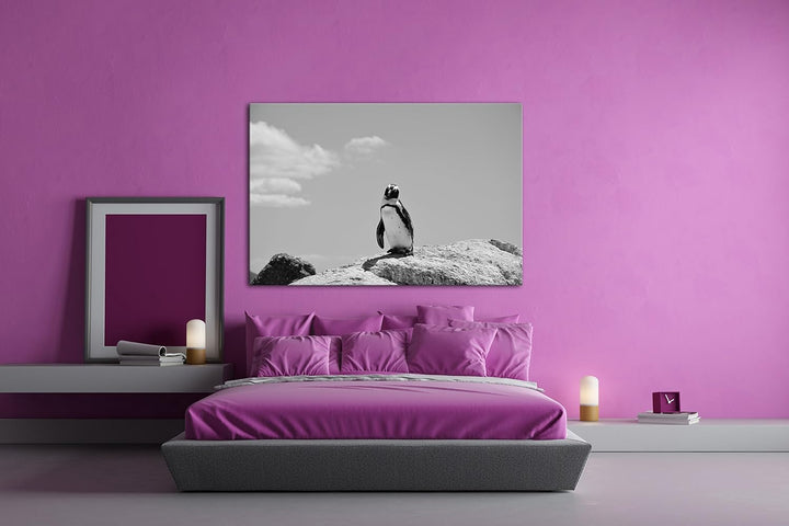 deyoli Zucker süsser Strand Pinguin Effekt: Schwarz/Weiss Format: 80x60 als Leinwandbild, Motiv fert