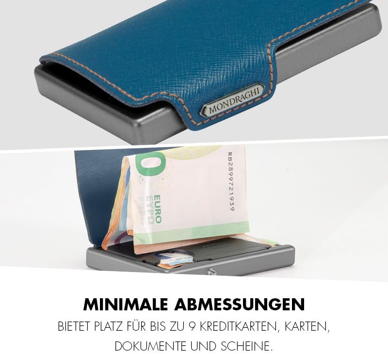 Mondraghi Basic Outlet - Mini-Wallet Ultraleichte Geldbörse mit Narbenleder. Kleiner Geldbeutel mit