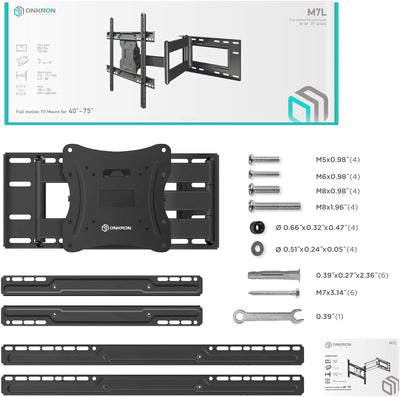 ONKRON TV Wandhalterung ausziehbar für 40" - 75" TV bis zu 68 kg - Fernseher Halterung schwenkbar &