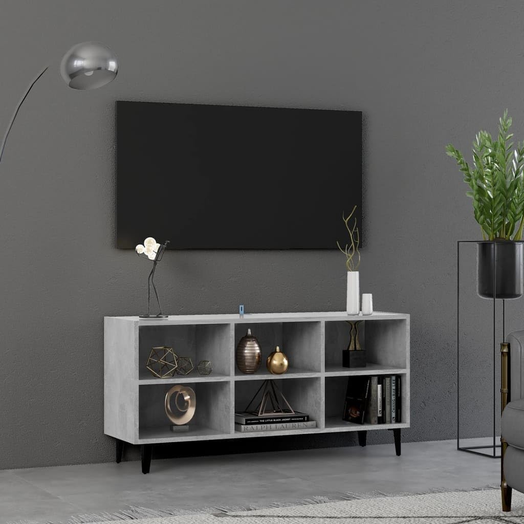 vidaXL TV Schrank mit Metallbeinen 6 Fächern Lowboard TV Möbel Tisch Board Sideboard Fernsehtisch Fe