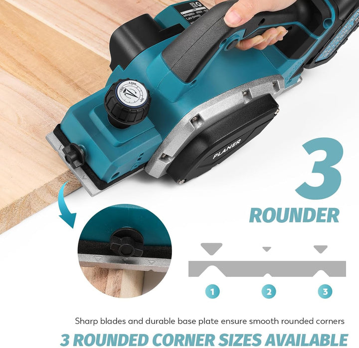 Akku-Hobel Kompatibel mit Makita 18V Batterie, 3200r/min Handgeführte Elektrische Holzhobelmaschine