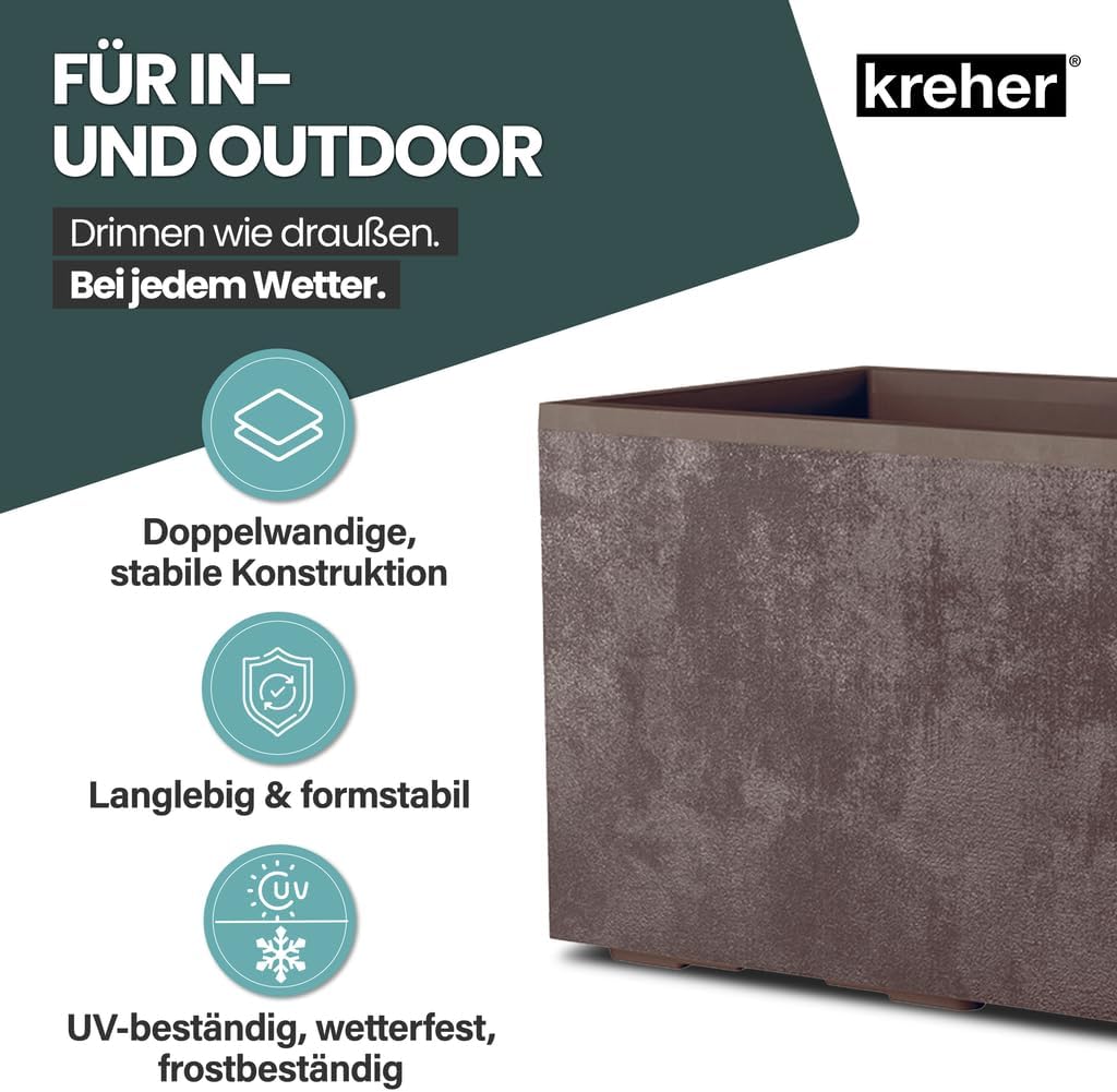 Kreher XL Pflanzkasten Millennium in verschiedenen Formaten und Farben. Tolle Naturstein Optik in Br