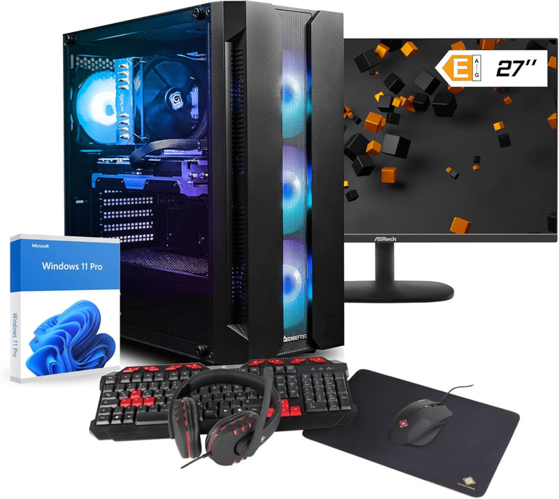 dcl24 Gaming PC Set komplett AMD Ryzen 7 5700X3D, RTX4060Ti 8GB - 1000GB SSD, 32GB DDR4, Gamer PC mi