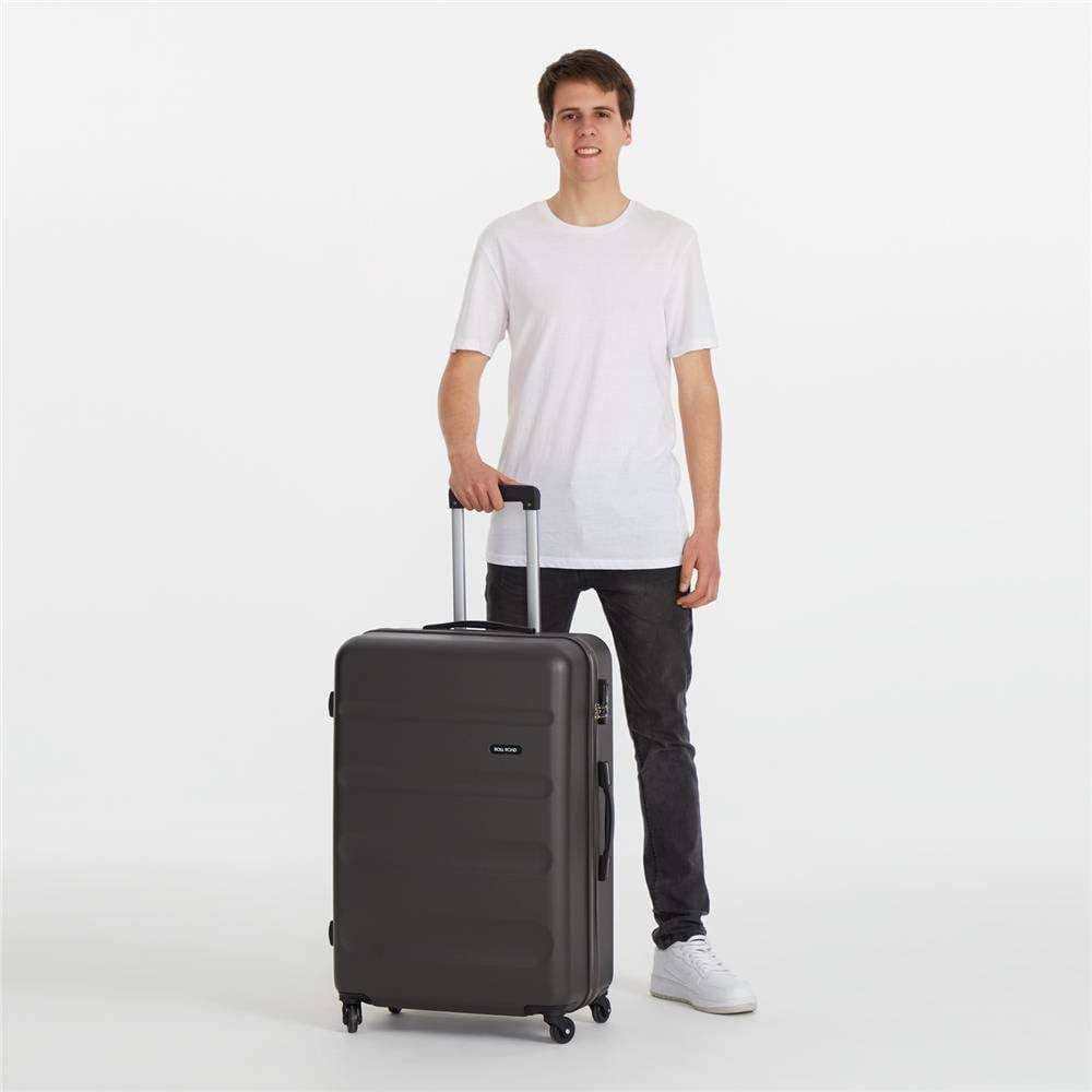 Roll Road Flex Grosser Koffer Grau 51x74x28 cms Hartschalen ABS Kombinationsschloss 91L 3,8Kgs 4 Räd