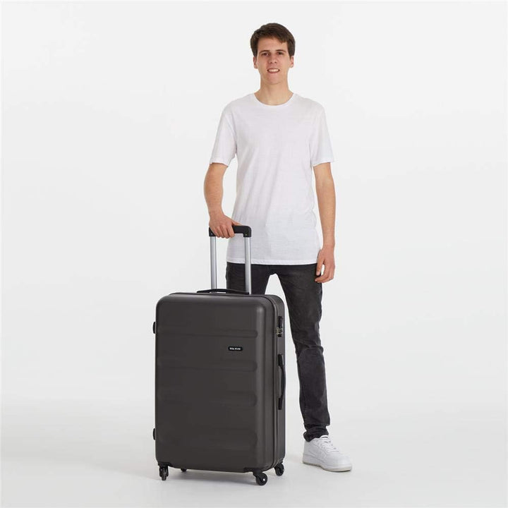 Roll Road Flex Grosser Koffer Grau 51x74x28 cms Hartschalen ABS Kombinationsschloss 91L 3,8Kgs 4 Räd