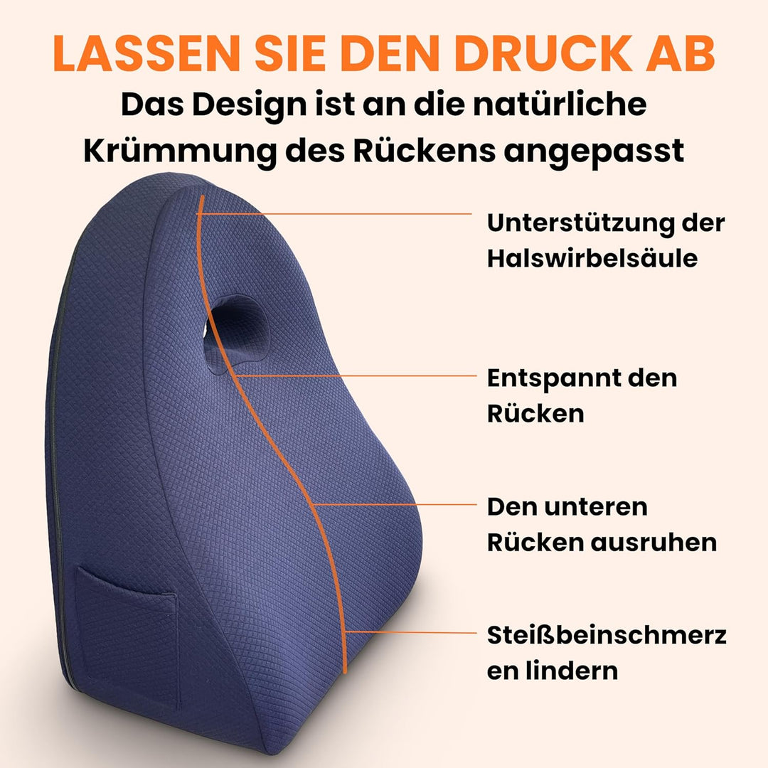 Lesekissen für Bett und Sofa – Rückenkissen Bett Memory-Schaum – Ergonomisches Dreiecksdesign – Natü
