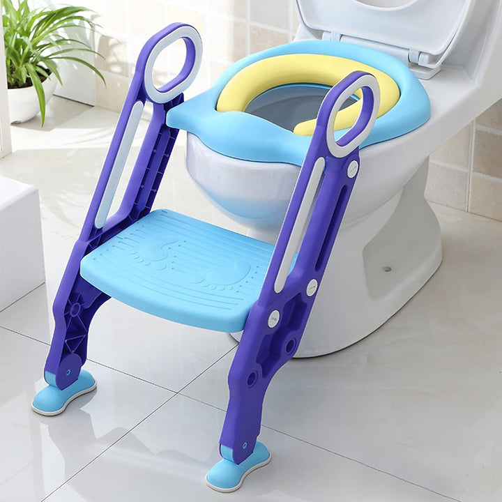 XMTECH Kinder Toilettentrainer Toilettensitz mit Treppe Faltbar Töpfchentrainer WC Trainer Höhenvers