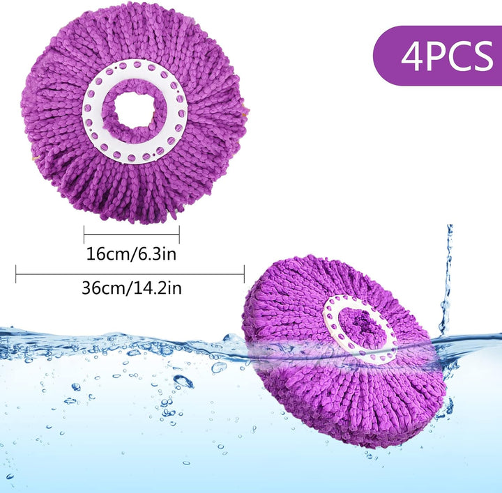 4 Stück Drehmoppköpfe, Spin Mop Ersatzkopf Nachfüllpackungen, Mikrofaser Spin Mop Ersatzkopf Einfach