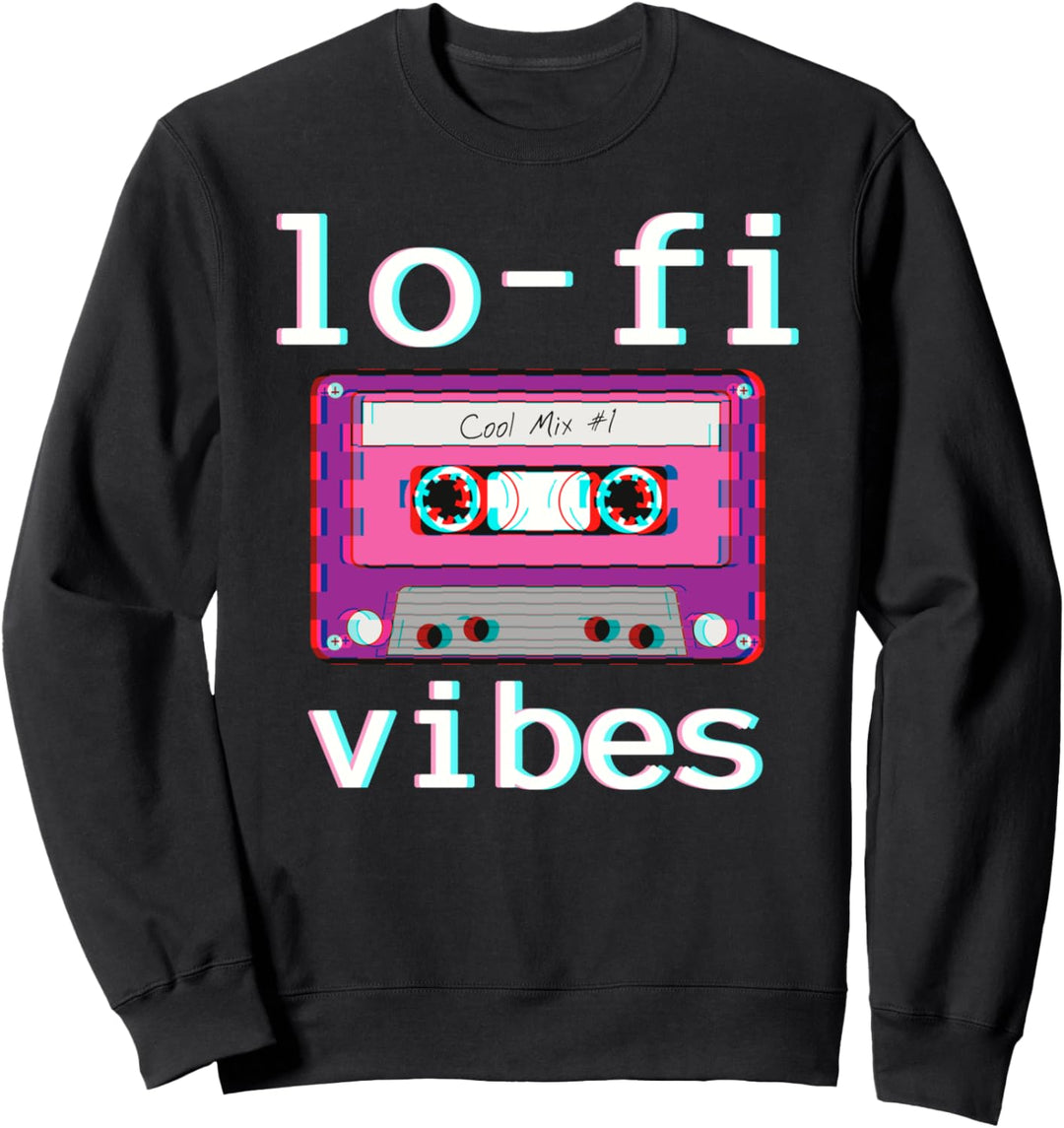 Ästhetisches Kassetten Druck Glitch-Stil Low Fidelity Music Sweatshirt