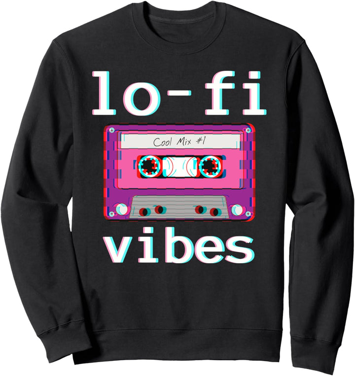 Ästhetisches Kassetten Druck Glitch-Stil Low Fidelity Music Sweatshirt