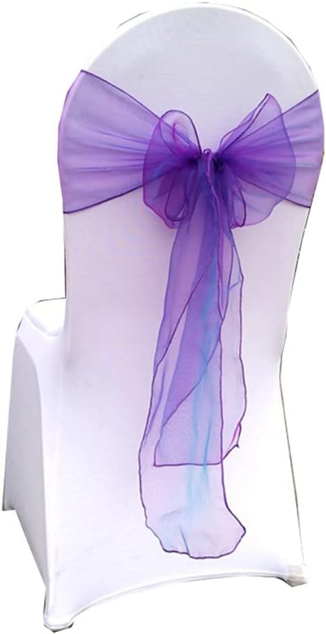 CNFQ 50 Stück Stuhlschleifen, Organza, Taufe, Party, Dekoration, Hochzeit (Mode Violett) Lila Mode,