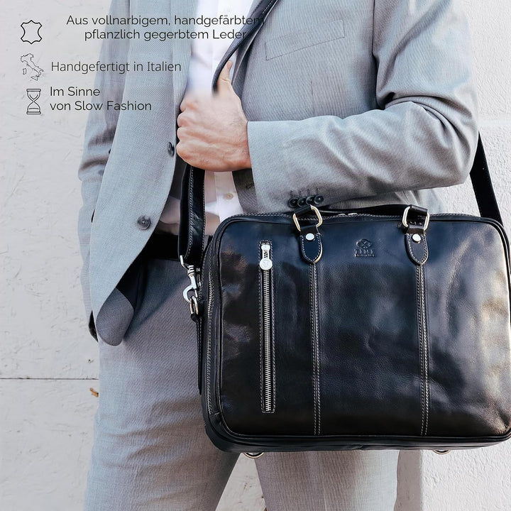 Time Resistance Leder Aktentasche handgefertigte Umhängetasche Laptoptasche für bis zu 15 Zoll Lapto
