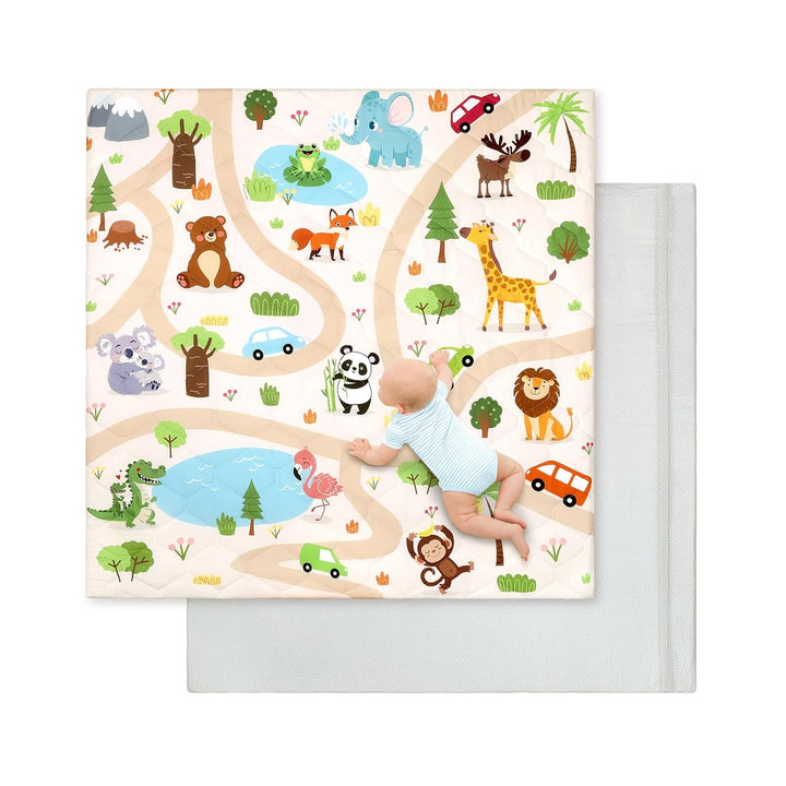Spielmatte Baby 127×127cm mit Rutschfest, Extra Dicke 2cm Weiche Abtrennbar Krabbelmatte Baby, Faltb