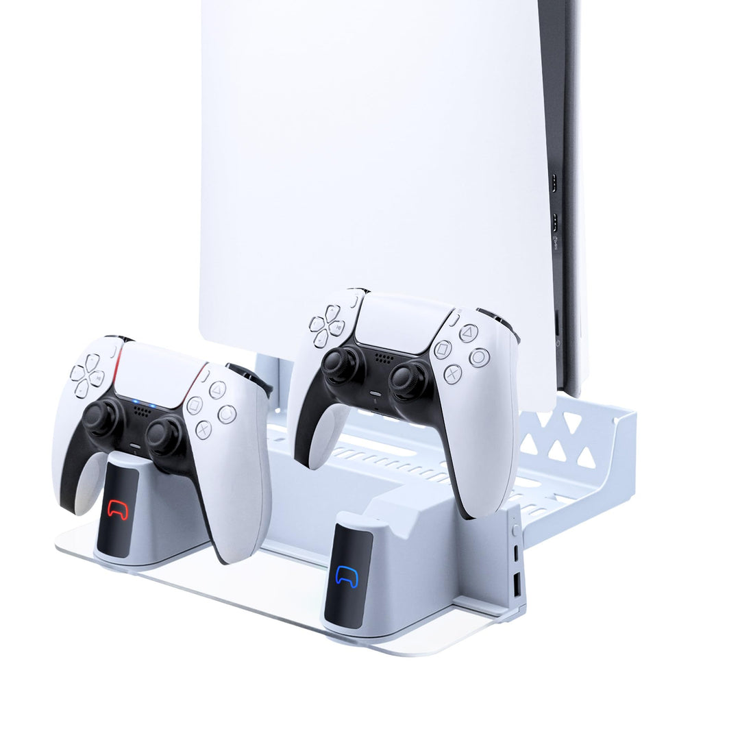 Mcbazel Wandhalterung PS5 mit Schnellladestation, Dual-Controller und RGB-Licht für PlayStation 5 Ko