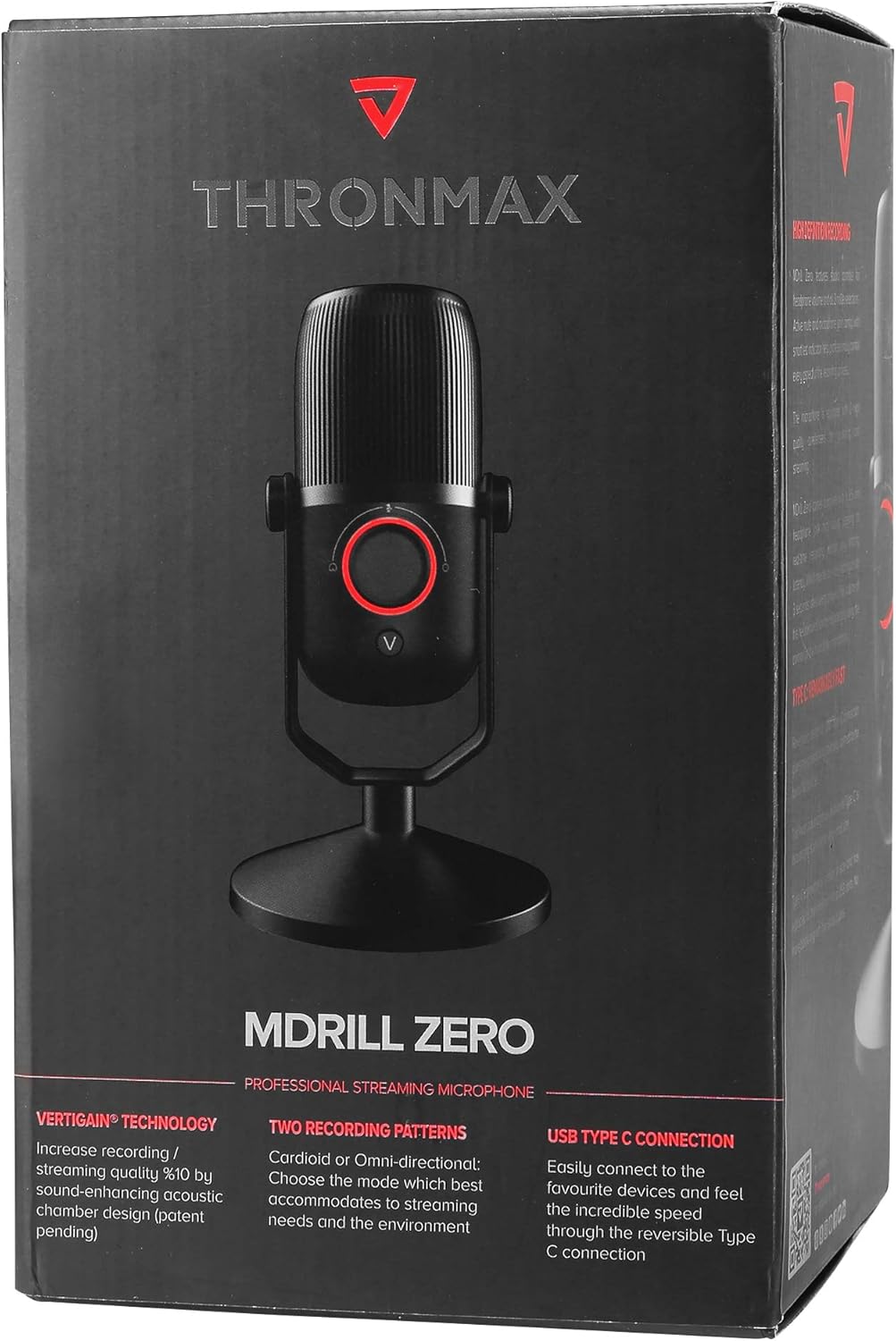 Thronmax Mdrill Zero (M4) Kondensator Mikrofon (Schwarz) für professionelle HD Aufnahmen (48kHz) in