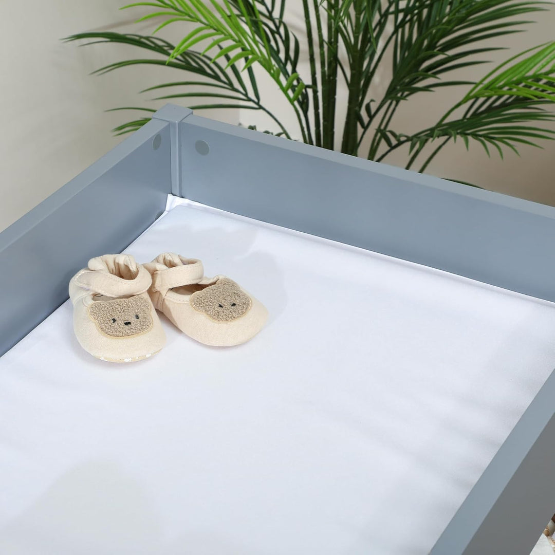 AIYAPLAY Wickeltisch mit 4 Schubladen, Wickelkommode für 0-12 Monate (max. 11kg), mit Matte, Säuglin