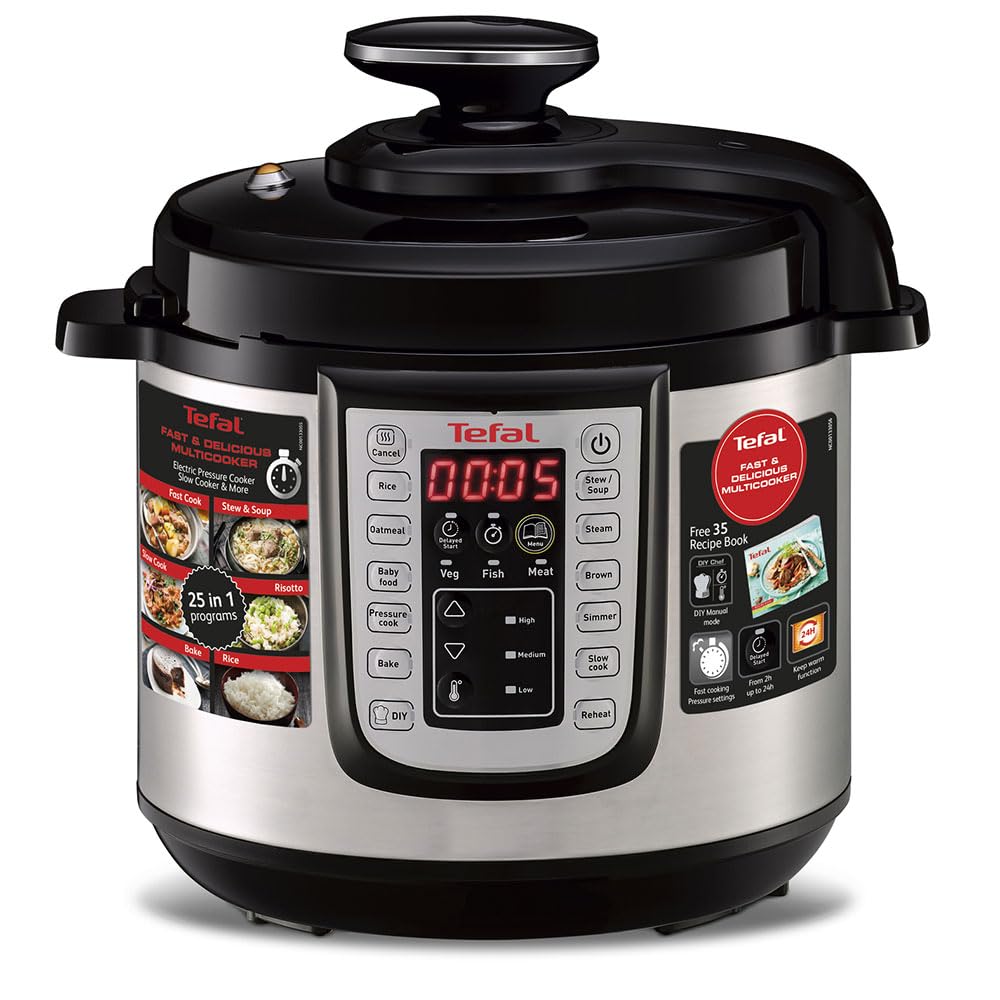 Tefal CY505E30 Fast & Delicious Multicooker Elektrischer Schnellkochtopf, 1.200 W, 25 automatische P
