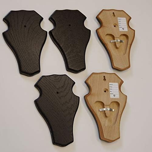 5 Stück REH Bock Schild Trophäenschilder mit 2 x Kieferfach in Eiche dunkel AF 21x13 cm