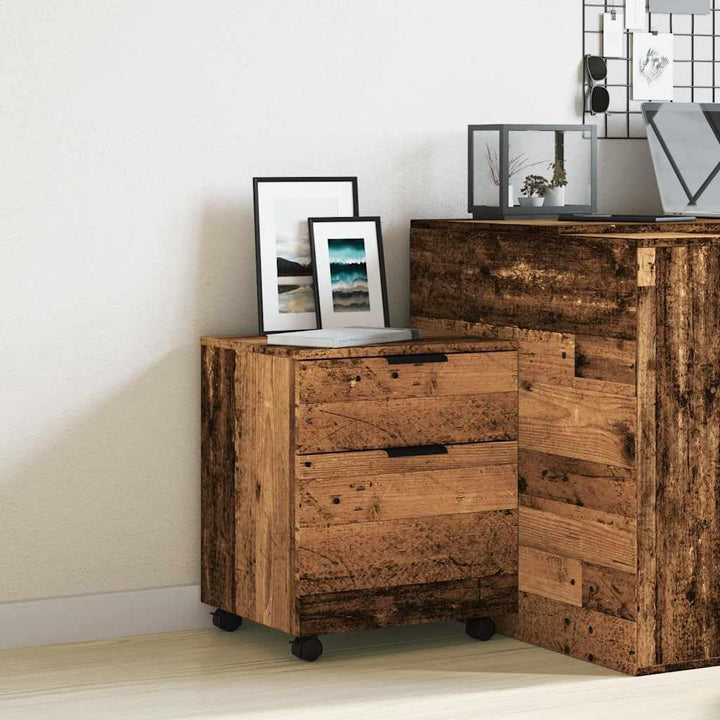 Rollcontainer MOSAB rollbar Altholz 45x38x54 cm | Nachttisch mit Rollen Aktenschrank rollbar kleiner