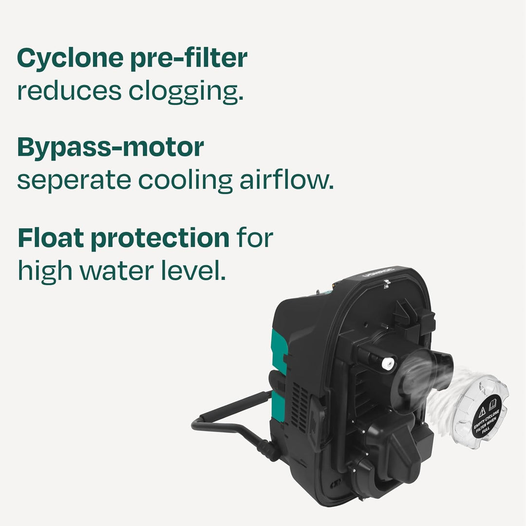 VONROC M-Klasse Nass Trockensauger 1600W 22kPa mit HEPA H14 Filter Auto Pulsreinigung Steckdose 2000