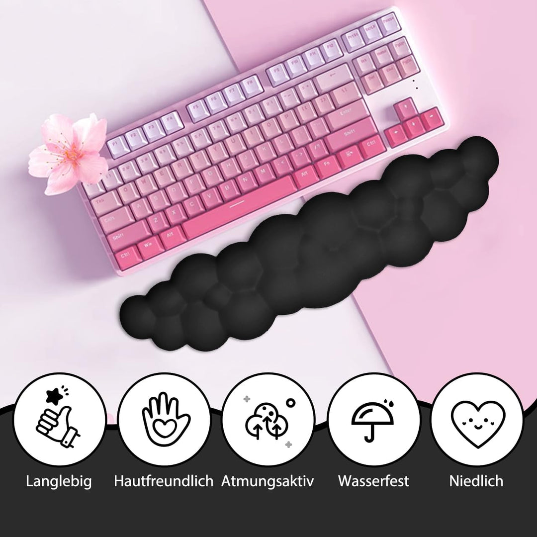 JIKIOU Cloud Handgelenkauflage Tastatur aus Leder mit rutschfester PU-Basis, bequemer Memory-Schaum