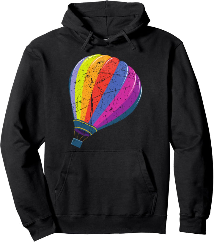 Heissluftballon Buntes Distressed Design Ballon Festival Pullover Hoodie