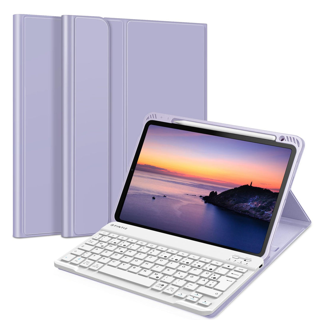 Fintie Tastatur Hülle für iPad Air 11 Zoll M2, iPad Air 6/5/4 (2024/2022/2020) 10,9 Zoll, TPU Rücksc