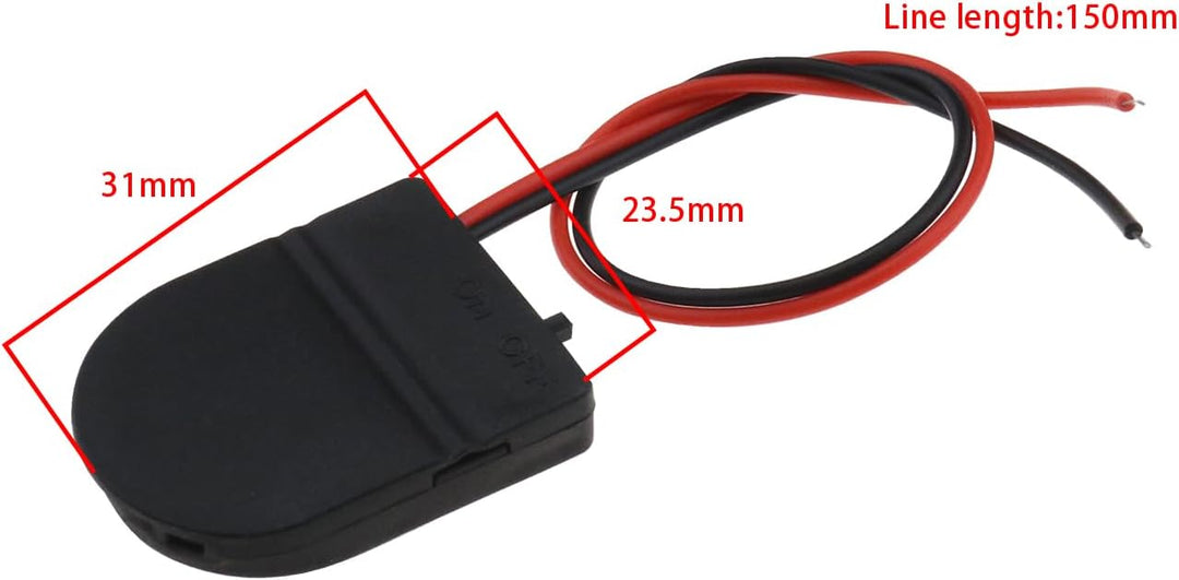 10 Stück Batteriehalter 3 V CR2032 Knopf-Halterung Batteriegehäuse mit Ein-/Ausschalter Bleidraht 26