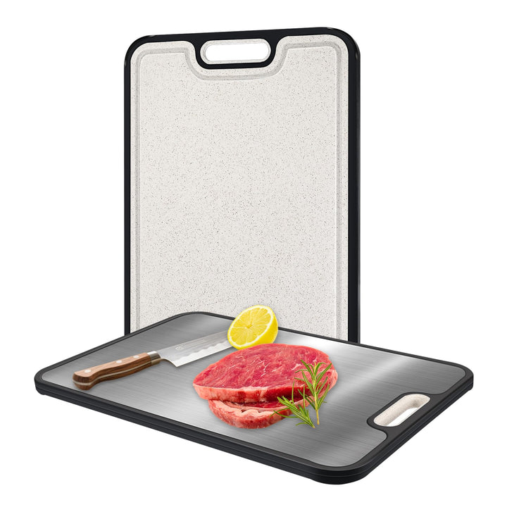 Schneidebrett, grosses Edelstahl schneidebrett,Reisschalen-Faser,Cutting Board mit Saftrutsche,rutsc