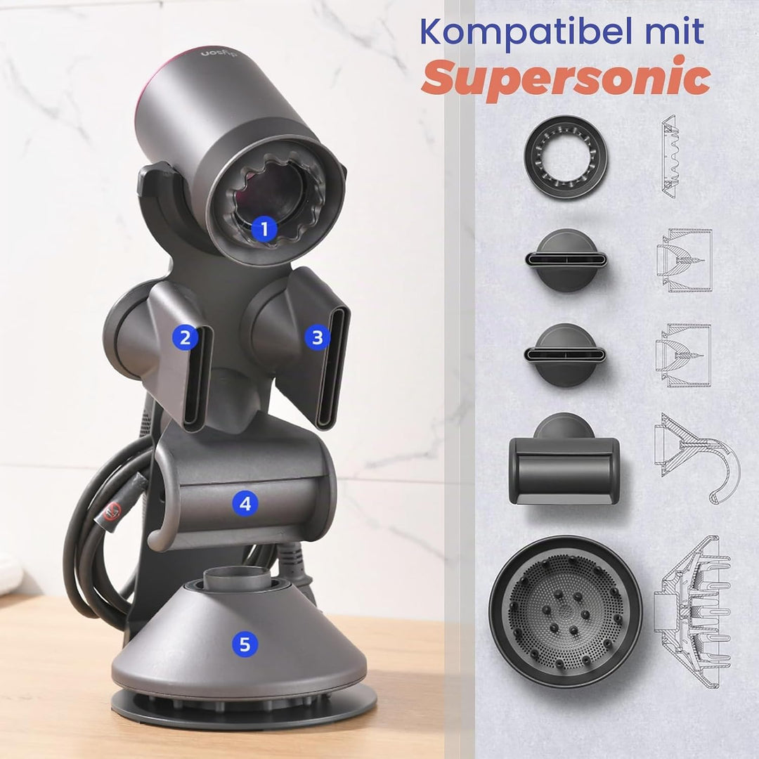 Föhn Halterung Kompatibel mit Supersonic, Fönhalter Ohne Bohren kompatibel mit Dyson, Ständer Halter