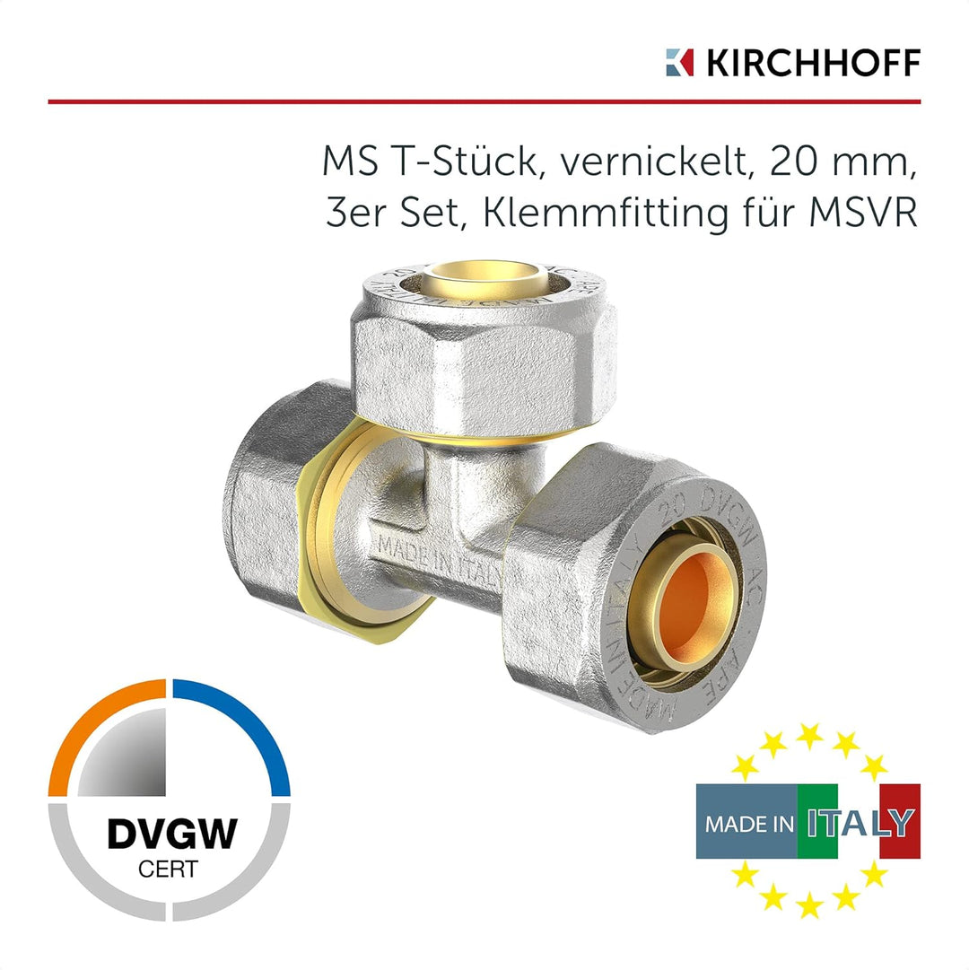 KIRCHHOFF | MSVR Rohr | 3er Set | Klemmringverschraubung 20 mm | Aluverbundrohr | für Heizung | Fuss