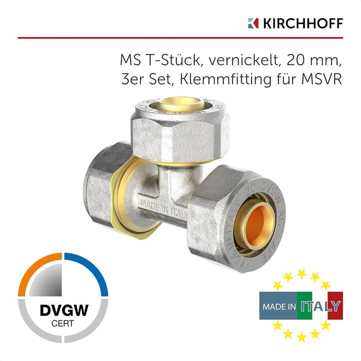 KIRCHHOFF | MSVR Rohr | 3er Set | Klemmringverschraubung 20 mm | Aluverbundrohr | für Heizung | Fuss