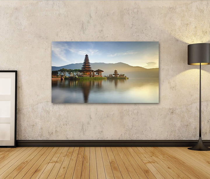 islandburner Bild auf Leinwand Pura Ulun Danu Tempel Panorama Bei Sonnenaufgang See Bratan Bali Indo