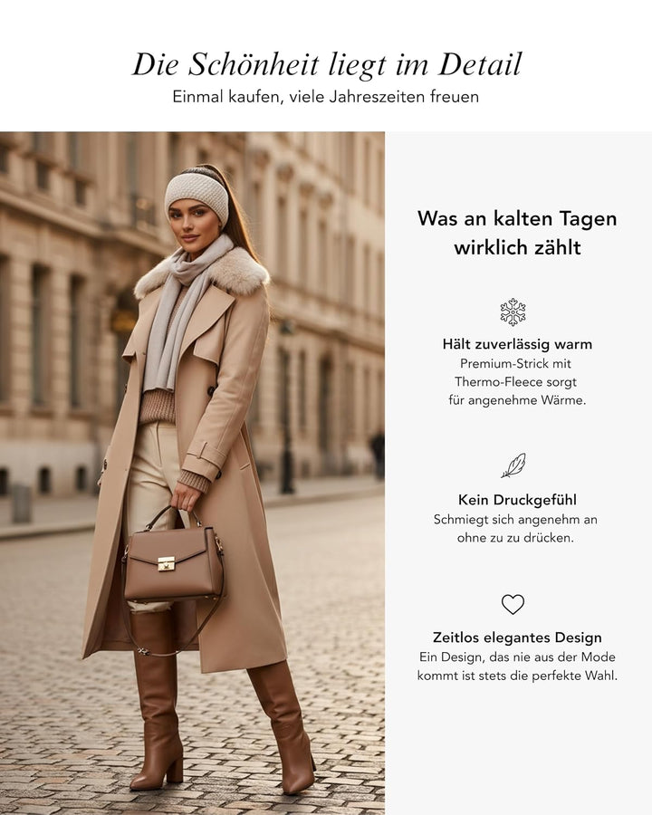Baesics Stirnband Creme für Damen & Herren – warme & elastische Unisex Ohrenwärmer mit Fleecefutter