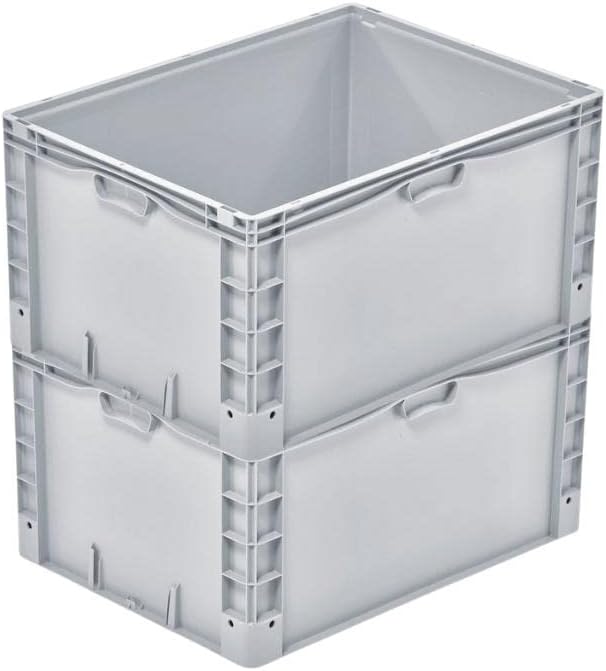 PROREGAL Euro-Norm Grossbehälter | HxBxT 42x60x80cm | 168 Liter | Verstärkter Boden | Grau | Eurobeh