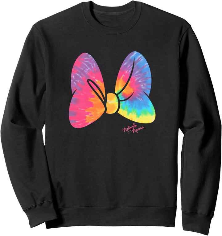 Disney Minnie Mouse Classic Neon Rainbow Tie-Dyed Bow Sweatshirt