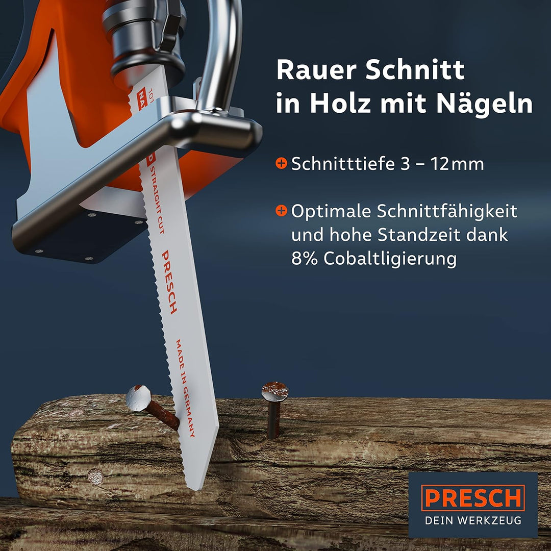 Presch Säbelsägeblätter Set Holz, Metall und Edelstahl 15 Stk. - Komplettes Säbelsägeblätter Set für